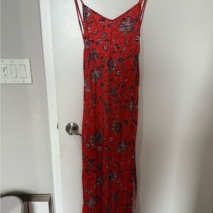 Bershka Red Floral Maxi Dress